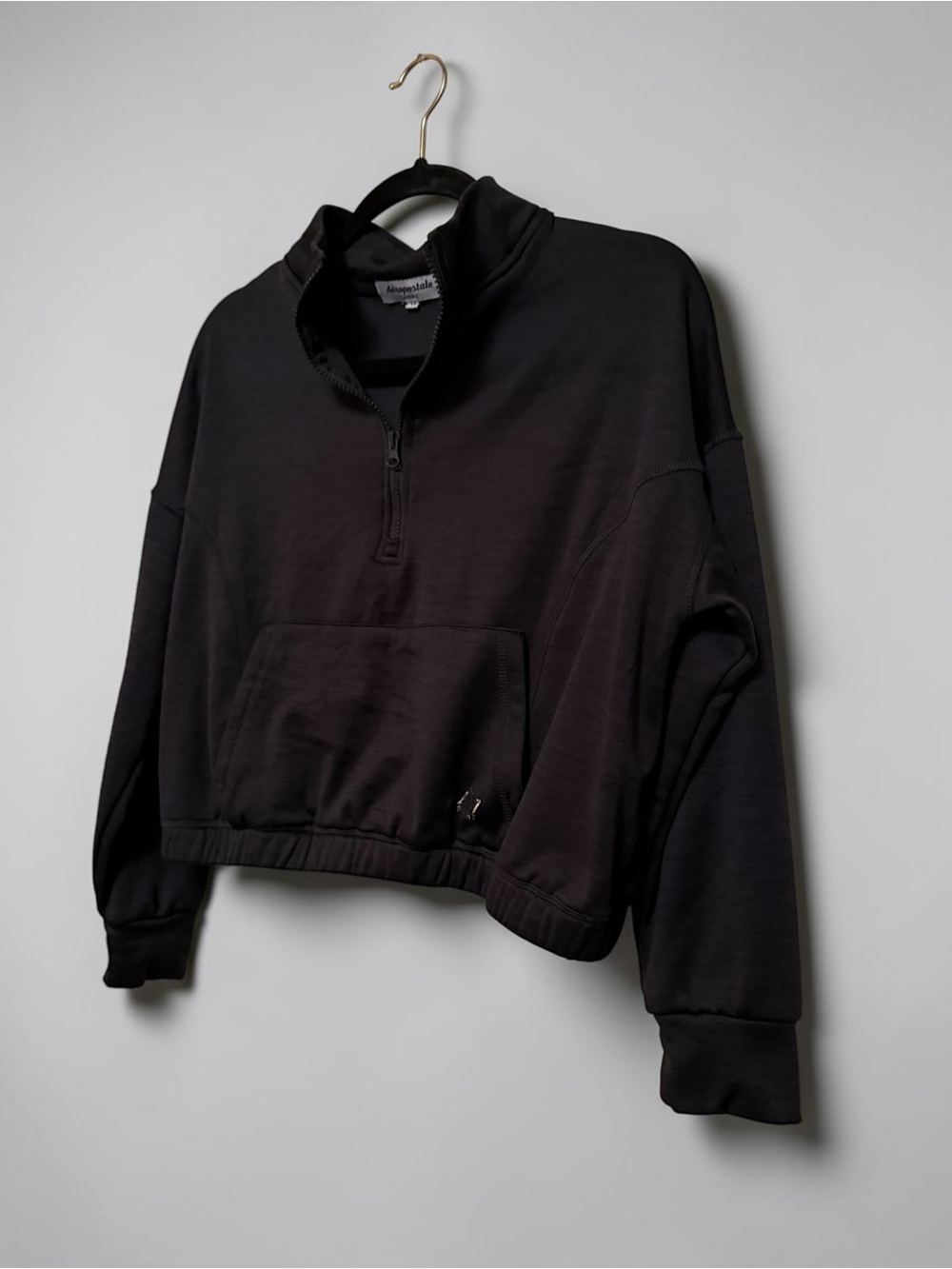 Aeropostale Black Half-Zip Cropped Hoodie